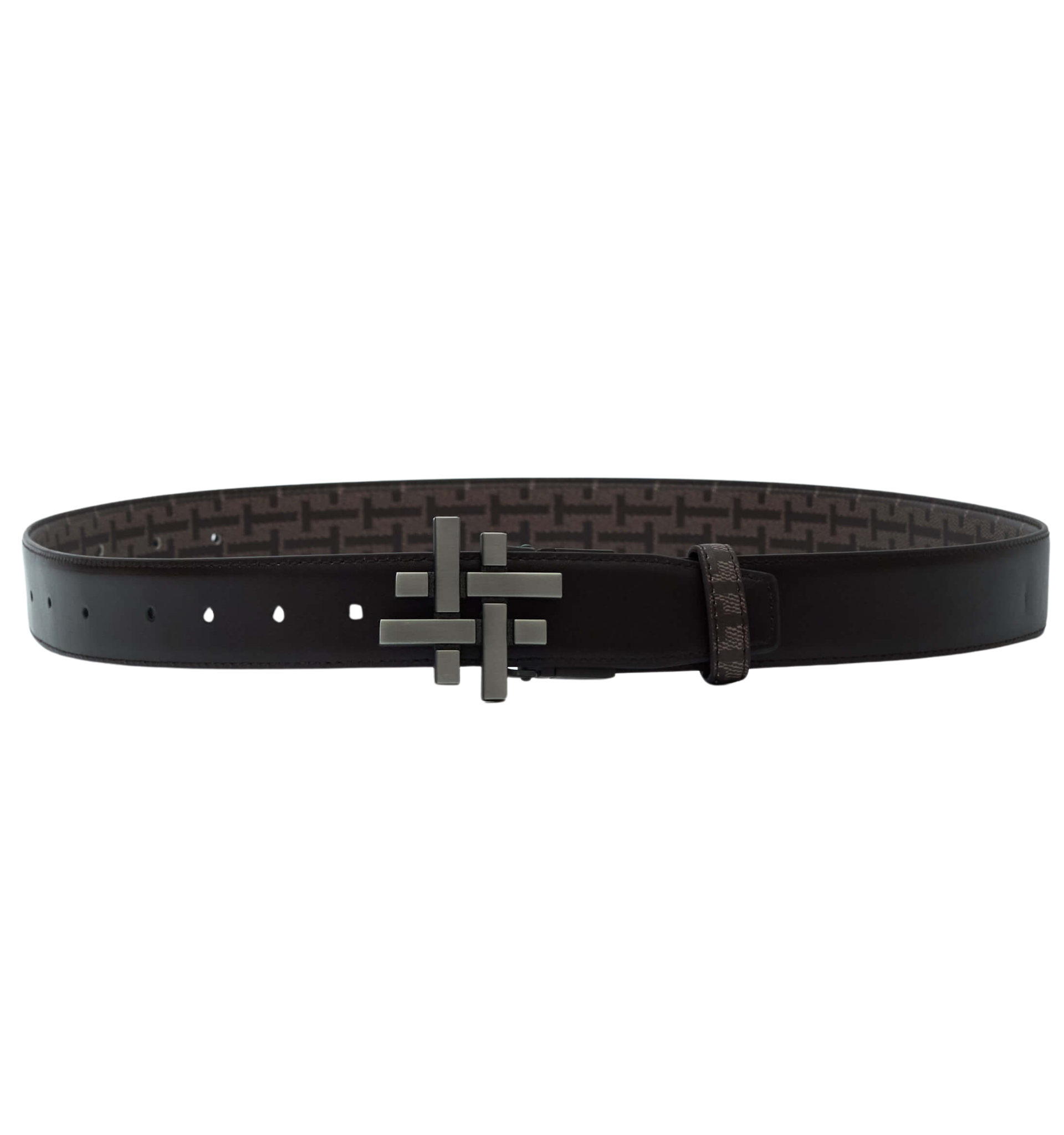 Reversible Belt in BROWN PRINT/SOLID COFFEE