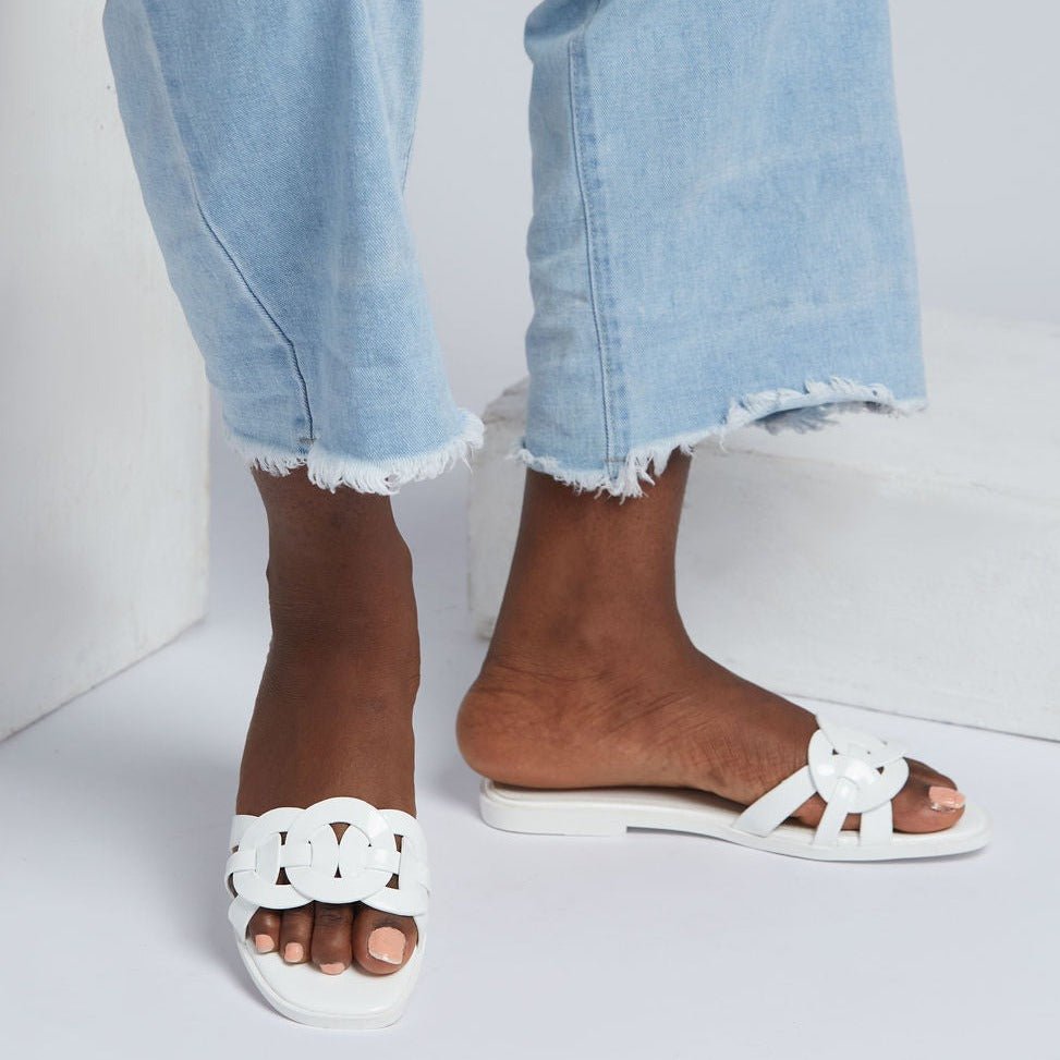 Mine glossy slides in white - Outlash brand